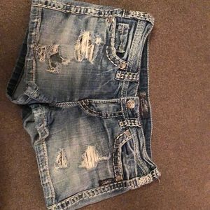 Cute Distressed Silver Jean Shorts!
